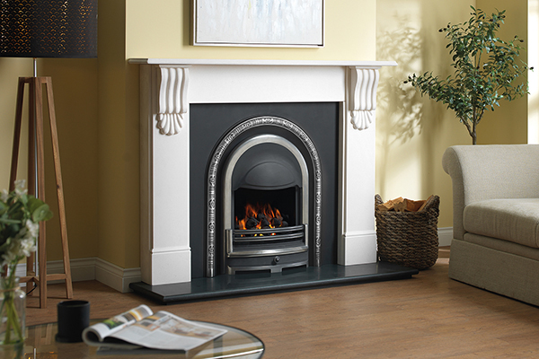 Decorative Arch Polished Insert - cast iron fireplace