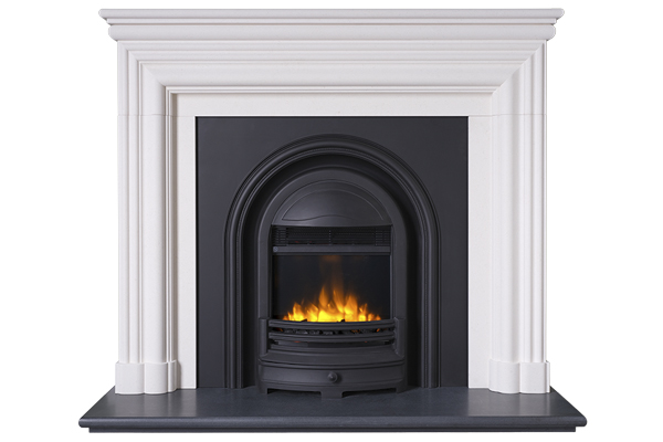 Royal black electric - hexham limestone mantel