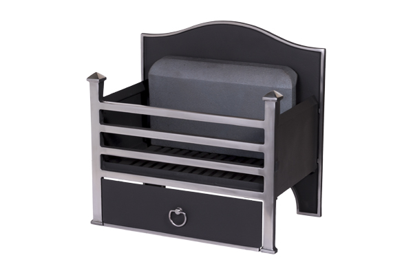 pendle polished with back plate + brick fire basket