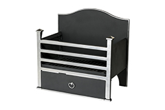 pendle polished with back plate fire basket